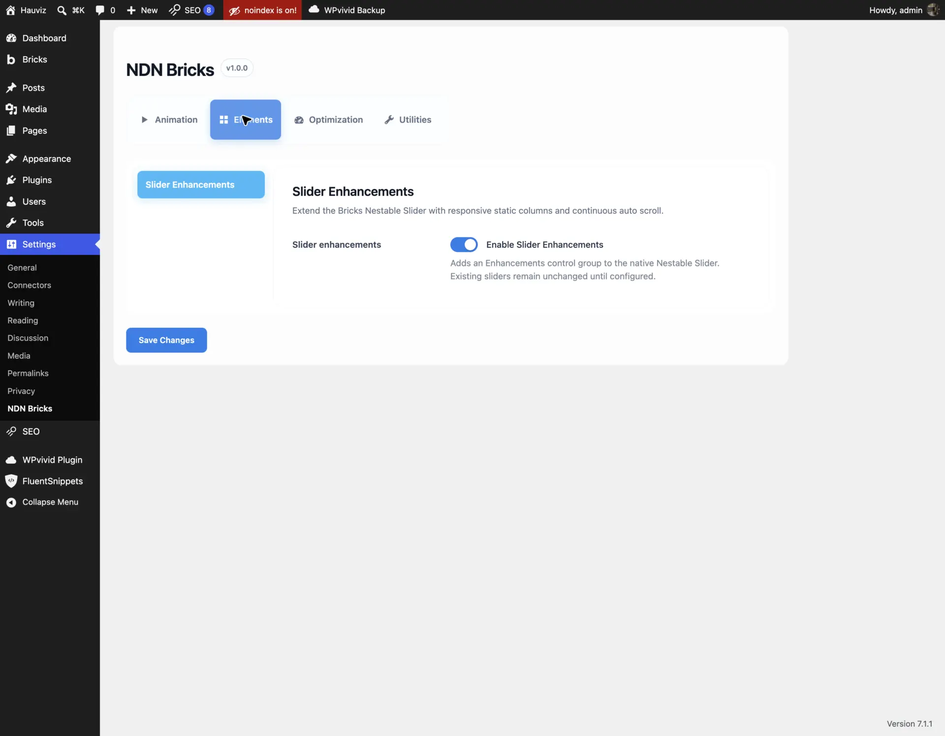 Slider Enhancements activation setting