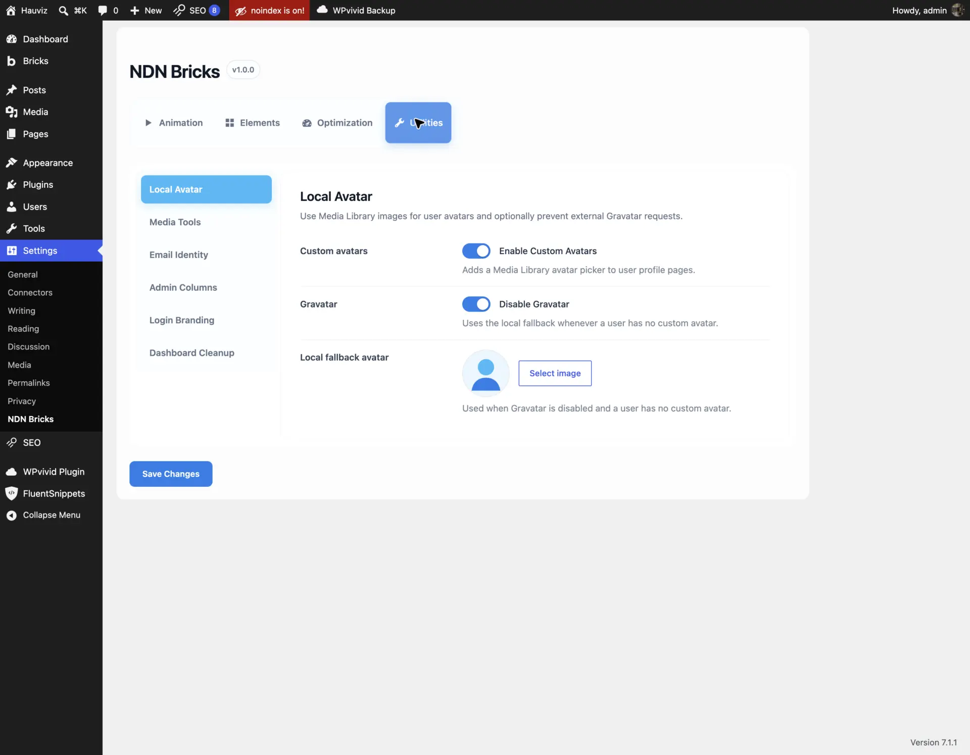 Local Avatar and Disable Gravatar settings